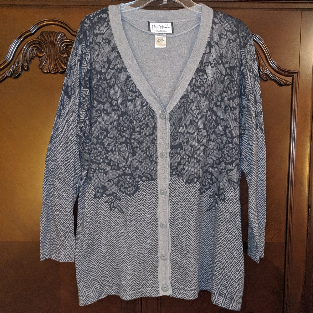 🦋BOGO Mary McFadden Collection Herringbone Cardigan